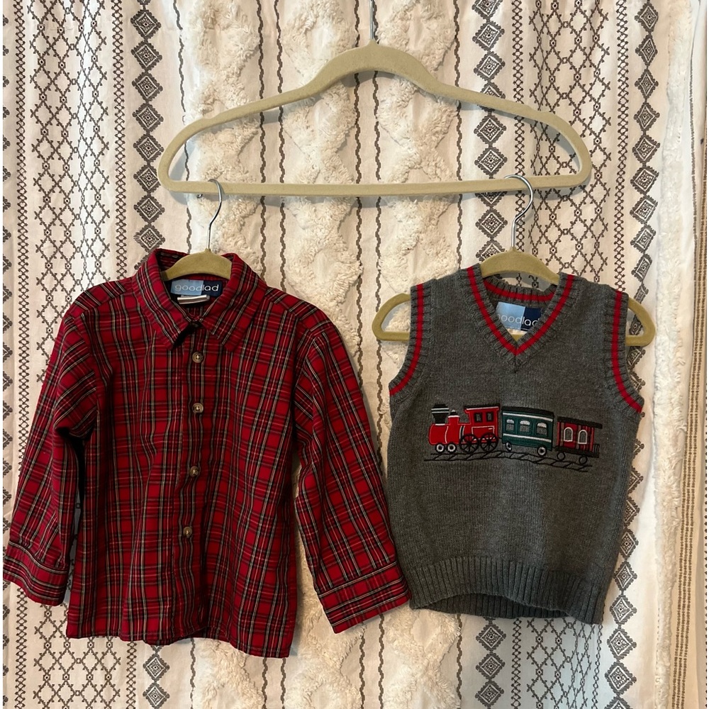Toddler Boys Christmas Sweater Vest and Dress Shirt by Good Lad
